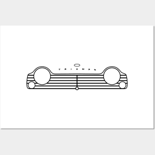 Triumph TR4A classic British roadster sports car minimalist front outline graphic (black) Posters and Art